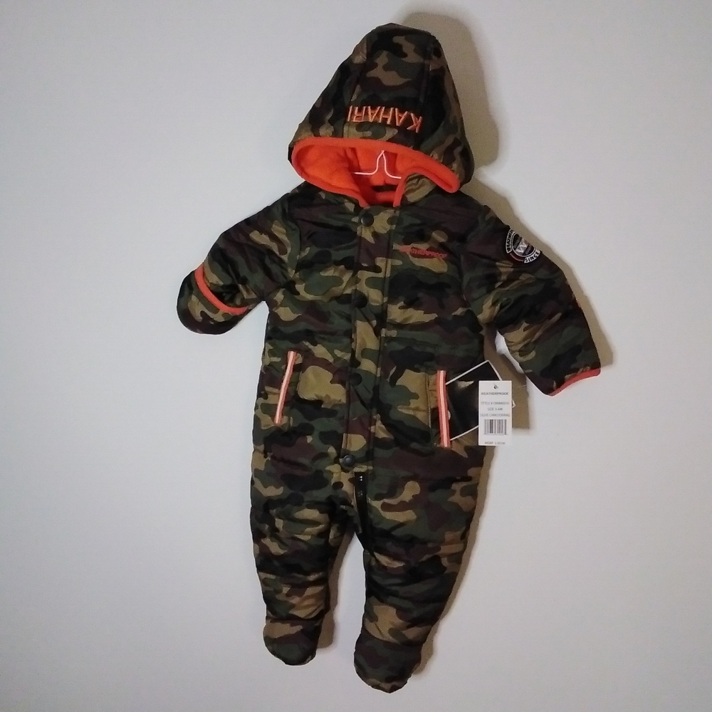 Weatherproof Infant Boys 3-6 Mouths Hooded Snow-suit Como/Orange
